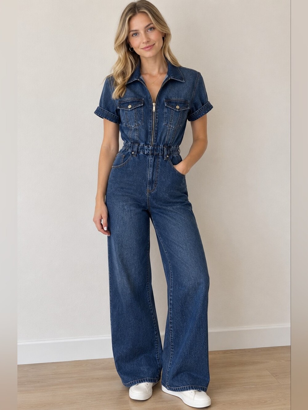 WeWoreWhat Dark Blue Denim Jumpsuit Overalls Jeans size S
